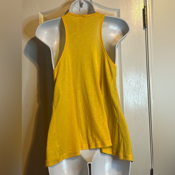 Free People Yellow Racerback Ribbed Tank Top - Size Small βοΈπ - Picture 4 of 4